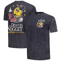 T-shirt oversize New Era noir chiné Denver Nuggets Old School Sport Enzyme Wash pour homme