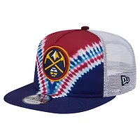 Casquette snapback de golf New Era bleu marine/rouge Denver Nuggets Throwback Dye pour homme