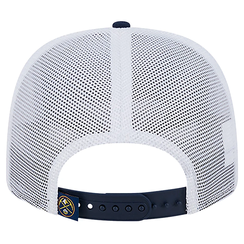 Casquette Trucker 9SEVENTY extensible à boutons-pression New Era bleu marine/blanc pour homme des Denver Nuggets