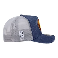 Casquette ajustable New Era 9FIFTY pour homme, bleu marine et blanc, Denver Nuggets, en maille lavée.
