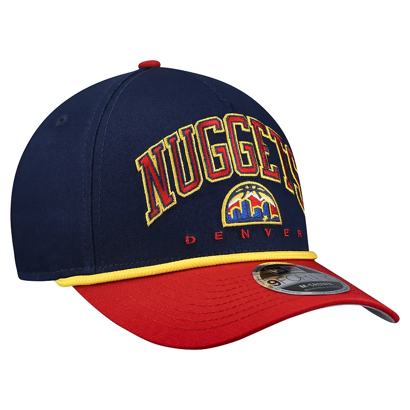 Casquette ajustable New Era bleu marine Denver Nuggets Bold Arch COOLERA 9FORTY A-Frame M-Crown pour homme