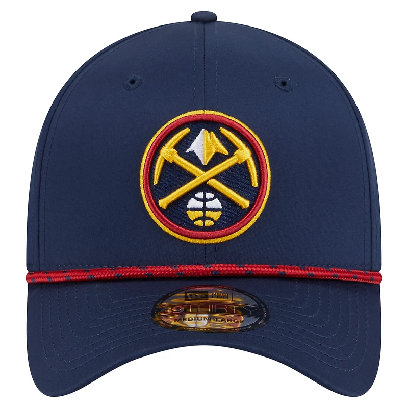Casquette New Era bleu marine Denver Nuggets Featherweight Poly Rope Flex 39Thirty pour homme