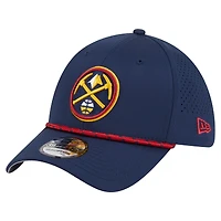 Casquette New Era bleu marine Denver Nuggets Featherweight Poly Rope Flex 39Thirty pour homme