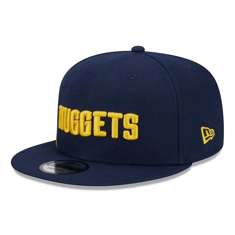 Casquette Snapback 9FIFTY avec logo latéral des Denver Nuggets New Era pour homme bleu marine