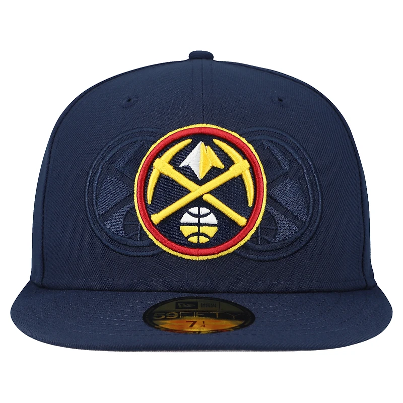 Men's New Era  Navy Denver Nuggets Tri-Hit 59Fifty Fitted Hat