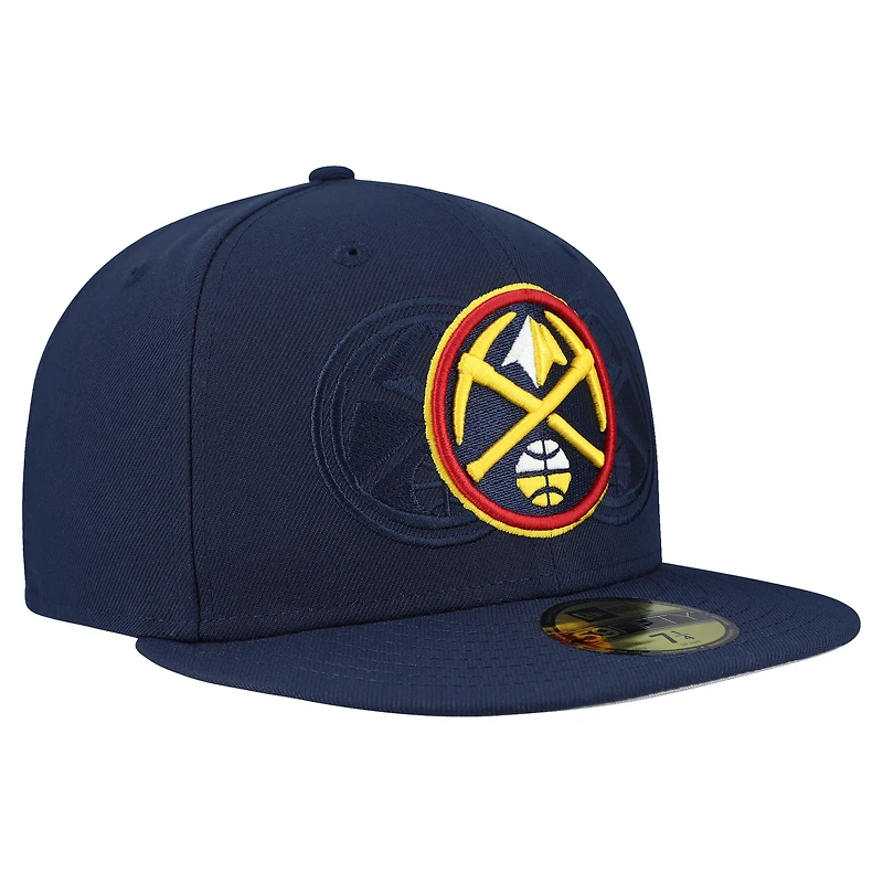 Men's New Era  Navy Denver Nuggets Tri-Hit 59Fifty Fitted Hat