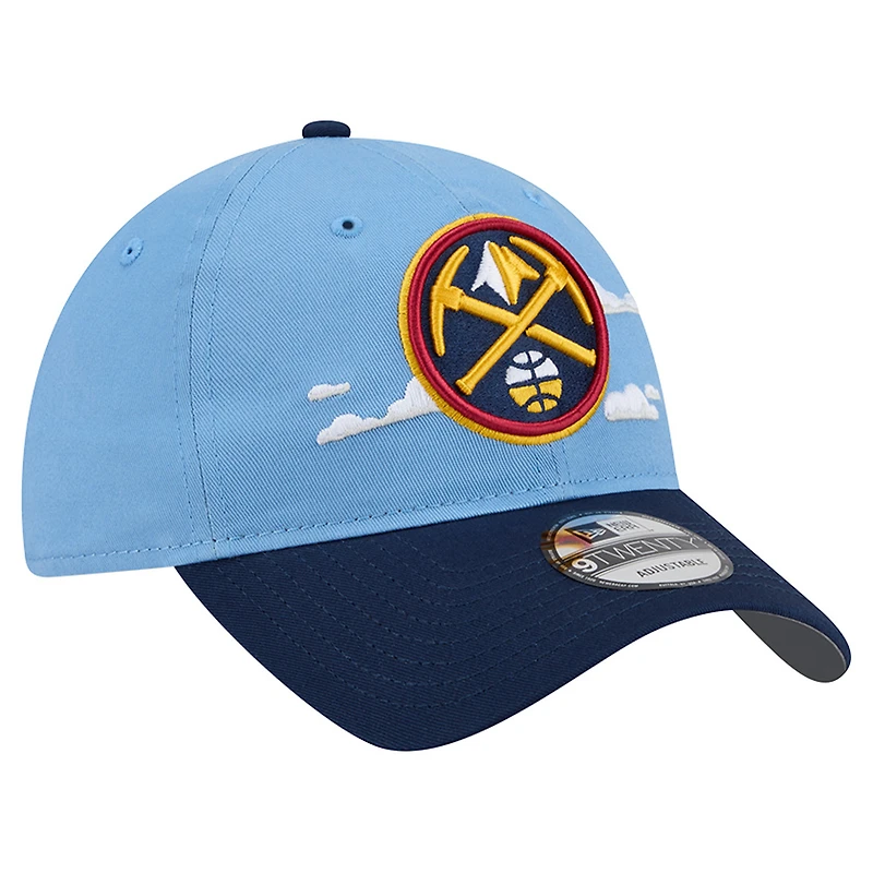 Men's New Era Powder Blue Denver Nuggets Clouds 9TWENTY Adjustable Hat