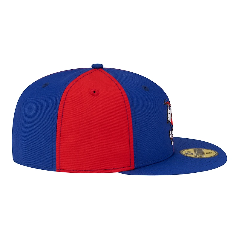 Casquette ajustée New Era 59FIFTY pour homme, rouge/bleu roi, Denver Nuggets, style rétro années 80, motif girouette.