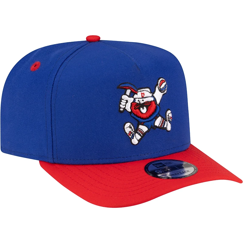 Casquette snapback New Era 9FIFTY pour homme, bleu roi/rouge, Denver Nuggets, style années 80.