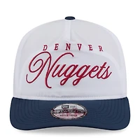 Casquette ajustable New Era 19TWENTY en nylon blanc/bleu marine pour homme, édition 2025 de la NBA Draft des Denver Nuggets.