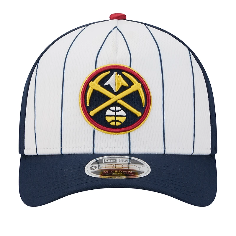Men's New Era  White/Navy Denver Nuggets 2025 NBA Tip Off M-Crown A-Frame 9FORTY Adjustable Hat