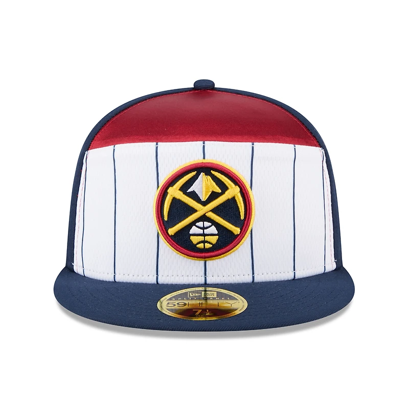 Men's New Era  White/Navy Denver Nuggets 2025 NBA Tip Off Split Panel 59FIFTY Fitted Hat