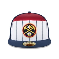 Men's New Era  White/Navy Denver Nuggets 2025 NBA Tip Off Split Panel 59FIFTY Fitted Hat