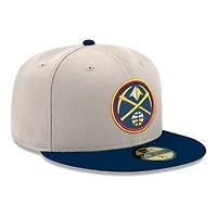 Men's New Era  White/Navy Denver Nuggets Chrome 59FIFTY Fitted Hat