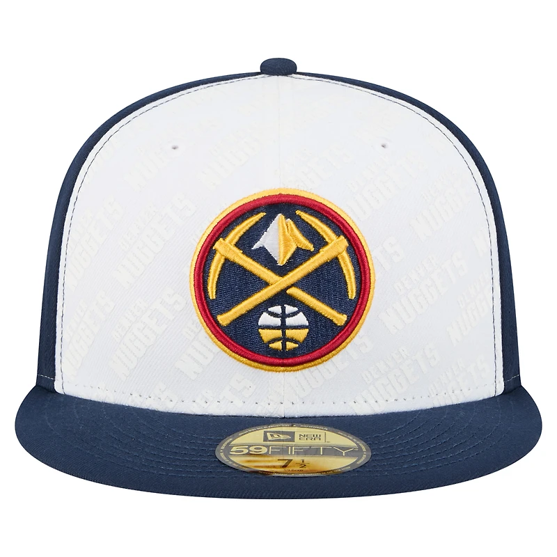 Men's New Era  White/Navy Denver Nuggets Repeat 59Fifty Fitted Hat