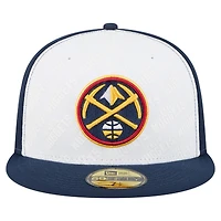 Men's New Era  White/Navy Denver Nuggets Repeat 59Fifty Fitted Hat