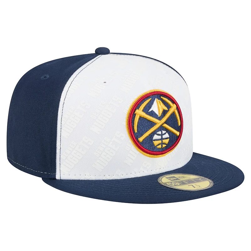 Men's New Era  White/Navy Denver Nuggets Repeat 59Fifty Fitted Hat