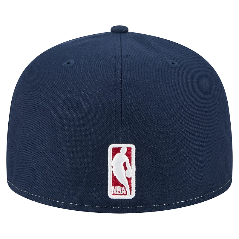 Men's New Era  White/Navy Denver Nuggets Repeat 59Fifty Fitted Hat