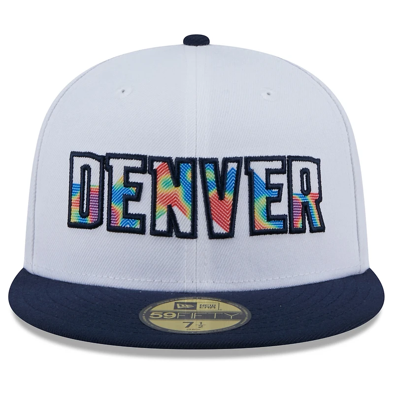 Men's New Era  White Denver Nuggets 2024/25 City Edition 59FIFTY Fitted Hat
