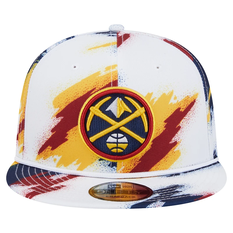 Men's New Era  White Denver Nuggets Paint 9FIFTY Snapback Hat