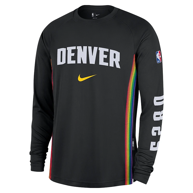 Men's Nike  Black Denver Nuggets 2025/26 City Edition Authentic Pregame Dri-FIT Long Sleeve Shooting T-Shirt
