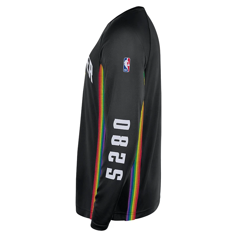 Men's Nike  Black Denver Nuggets 2025/26 City Edition Authentic Pregame Dri-FIT Long Sleeve Shooting T-Shirt