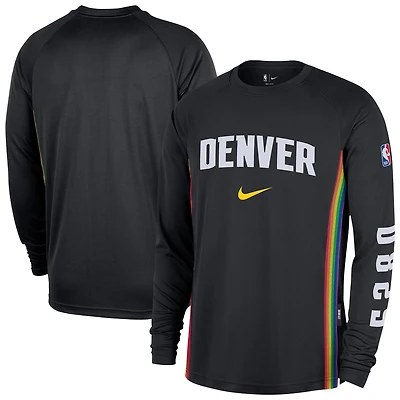 Men's Nike  Black Denver Nuggets 2025/26 City Edition Authentic Pregame Dri-FIT Long Sleeve Shooting T-Shirt