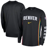 Men's Nike  Black Denver Nuggets 2025/26 City Edition Authentic Pregame Dri-FIT Long Sleeve Shooting T-Shirt