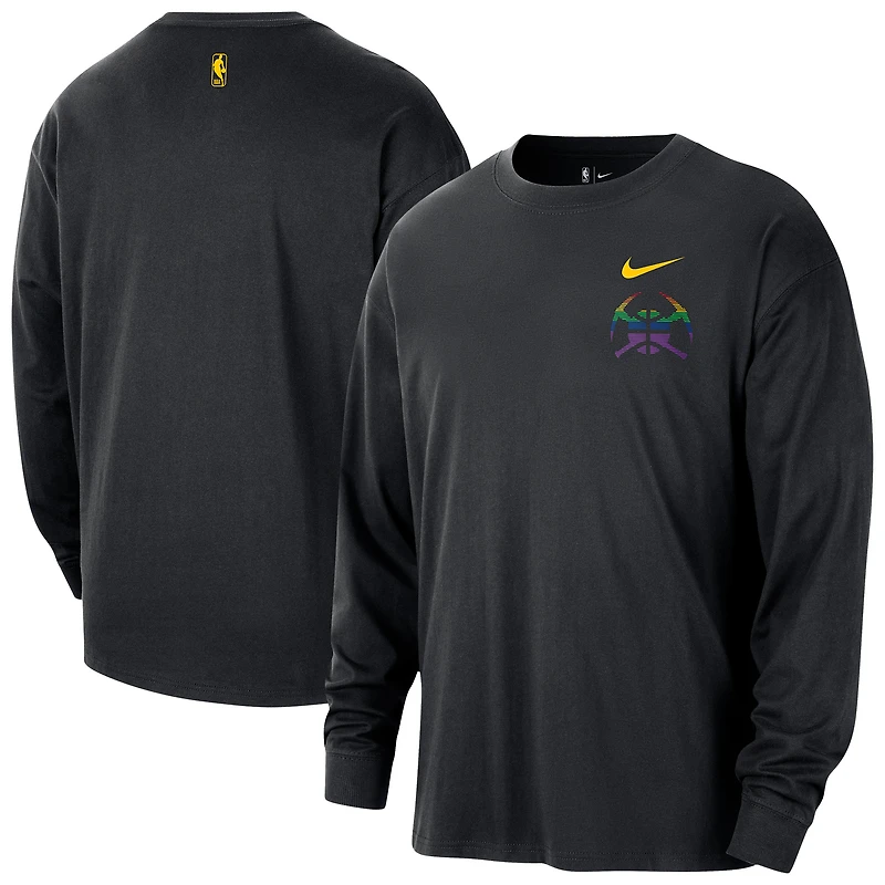 Men's Nike Black Denver Nuggets 2025/26 City Edition Remix Essential Logo Long Sleeve T-Shirt