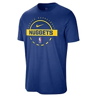 T-shirt d'entraînement Nike bleu authentique des Denver Nuggets pour homme