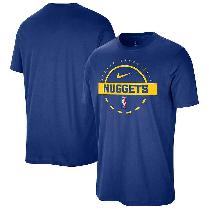 T-shirt d'entraînement Nike bleu authentique des Denver Nuggets pour homme