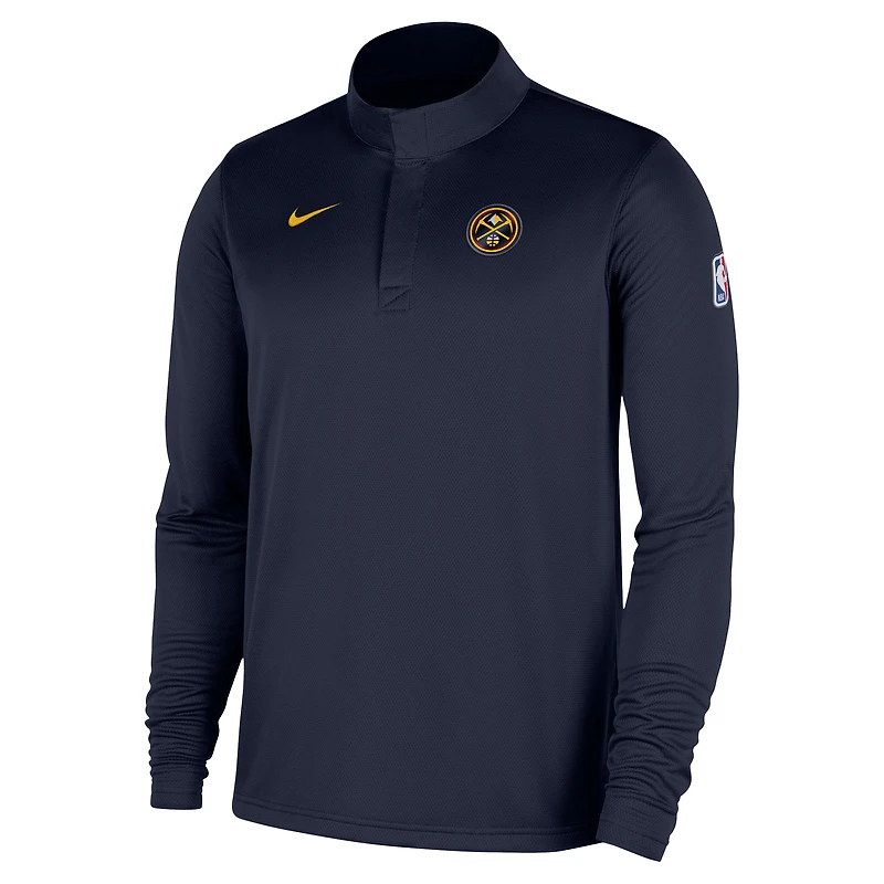 Haut Nike bleu marine Denver Nuggets 2025/26 Authentic Coaches Dri-Fit à quart de zip pour homme