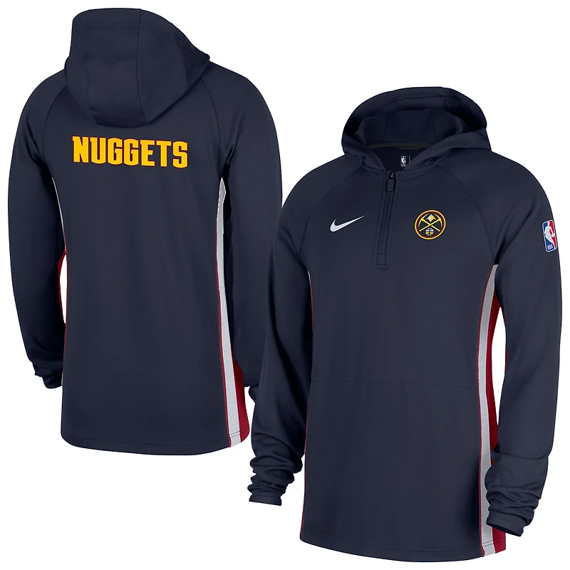 Men's Nike Navy Denver Nuggets Authentic On Court Zone Quarter-Zip Dri-FIT Hoodie Jacket