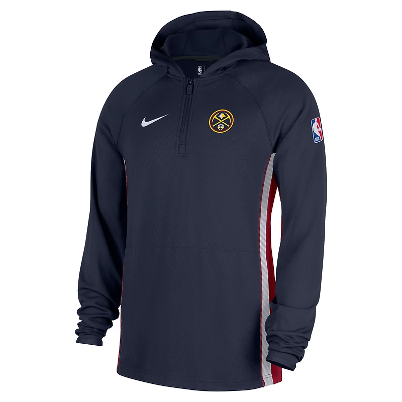 Veste à capuche Nike Denver Nuggets Authentic On Court Zone Quarter-Zip Dri-FIT bleu marine pour homme