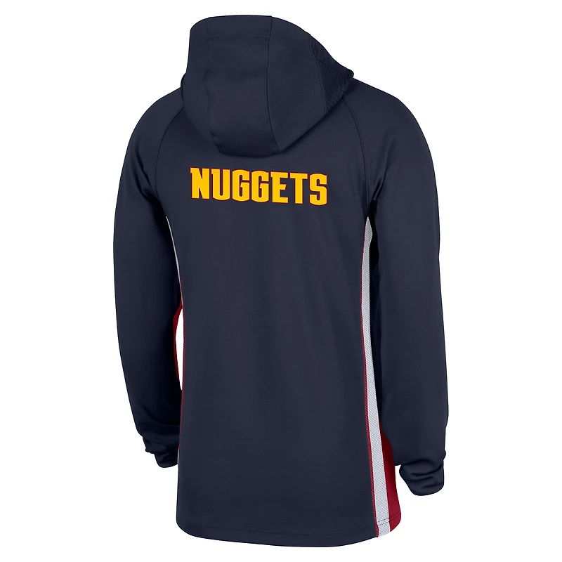 Veste à capuche Nike Denver Nuggets Authentic On Court Zone Quarter-Zip Dri-FIT bleu marine pour homme