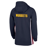 Veste à capuche Nike Denver Nuggets Authentic On Court Zone Quarter-Zip Dri-FIT bleu marine pour homme