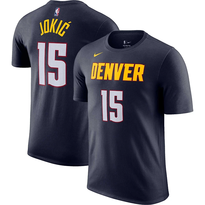 T-shirt Nike Nikola Jokic bleu marine Denver Nuggets Icon 2022/23 pour homme, avec nom et numéro