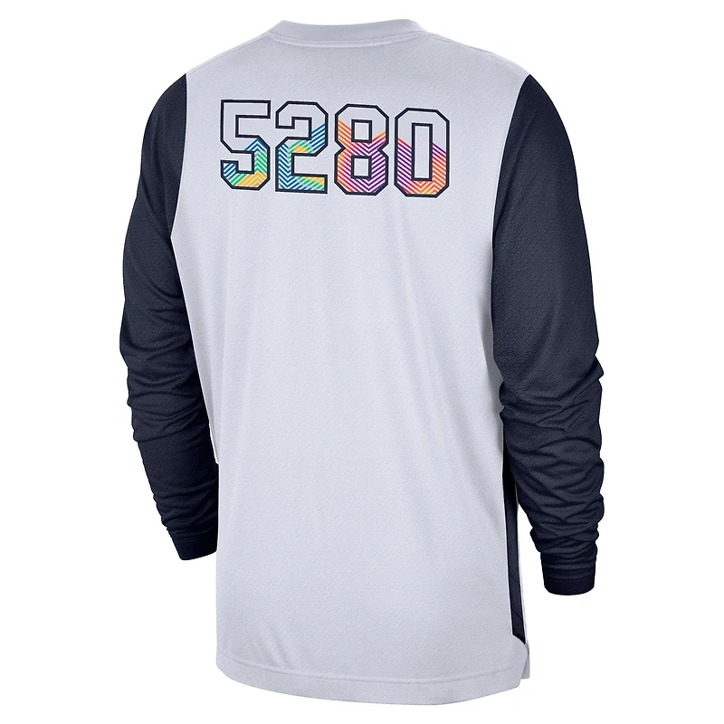 Men's Nike White Denver Nuggets 2024/25 City Edition Authentic Pregame Performance Long Sleeve Shooting T-Shirt