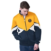 Veste de survêtement entièrement zippée Starter Gold/Navy Denver Nuggets Rush Applique pour homme