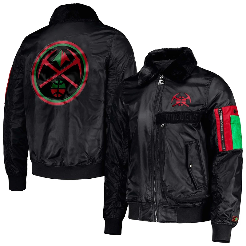 Men's Starter x Ty Mopkins Black Denver Nuggets History Month Satin Full-Zip Jacket