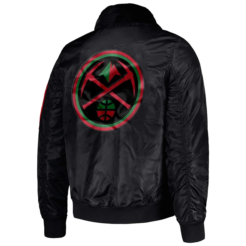 Men's Starter x Ty Mopkins Black Denver Nuggets History Month Satin Full-Zip Jacket