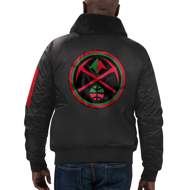 Veste en satin entièrement zippée pour homme Starter x Ty Mopkins Denver Nuggets Black History Month