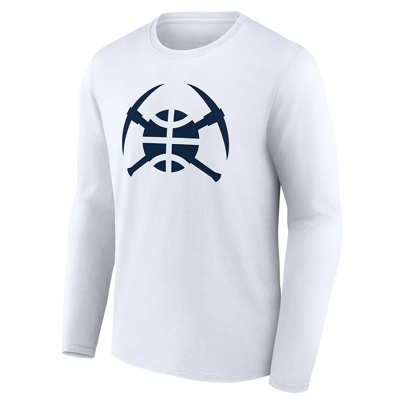 Men's  White Denver Nuggets Alternate Logo Long Sleeve T-Shirt