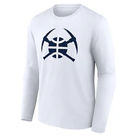 Men's  White Denver Nuggets Alternate Logo Long Sleeve T-Shirt