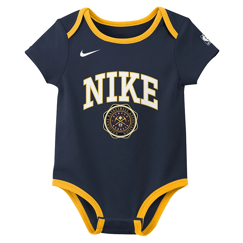 Newborn Nike Navy/Black Denver Nuggets Just Do It Two-Pack Bodysuit Set
