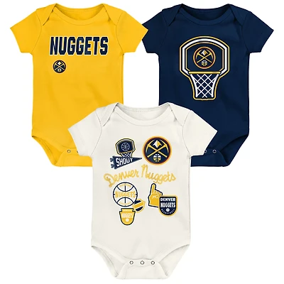 Newborn Outerstuff Denver Nuggets Three-Pack Littlest Player Bodysuit Set