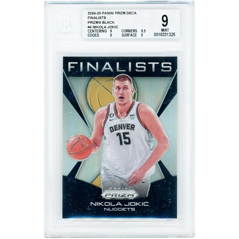 Nikola Jokić Denver Nuggets 2024-25 Panini Prizm Deca Finalists Black Prizm #4 #1/1 Authentifié BGS 9 Card - Sous-notes 9, 9,5, 9, 9
