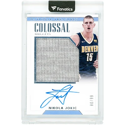 Nikola Jokić Denver Nuggets Autographed 2017-18 Panini National Treasures Colossal Game-Used Relic #CJA-NJK #80/99 Card