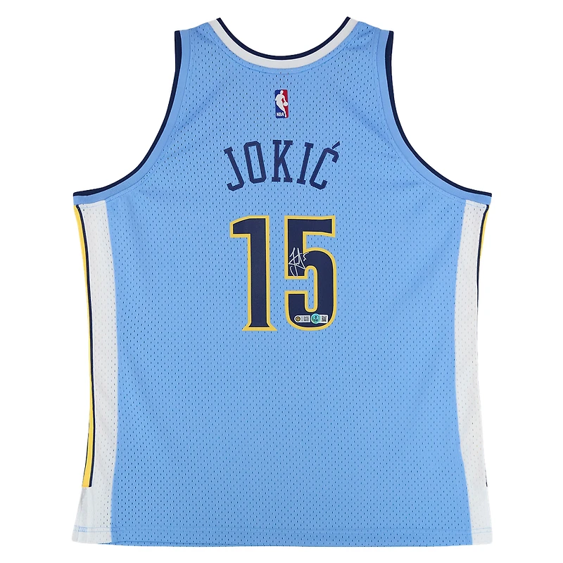 Nikola Jokić Denver Nuggets Autographed Light Blue Mitchell & Ness 2016-17 Swingman Jersey - BAS