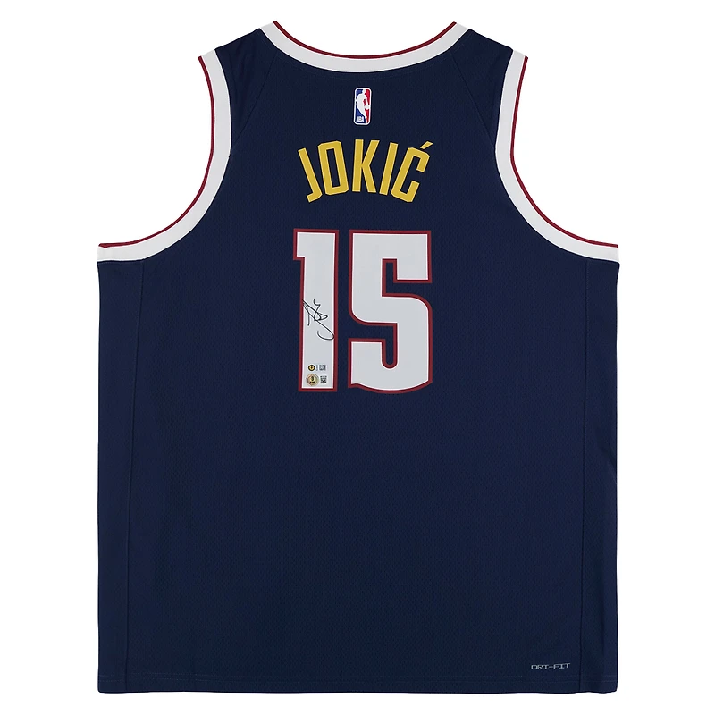 Nikola Jokić Denver Nuggets Autographed Navy Nike Icon Edition Swingman Jersey - BAS